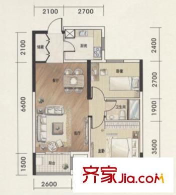 萬(wàn)和麗都建筑面積約90方 2室2廳1衛(wèi)1廚
