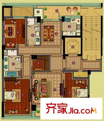 百合花園 H1戶型 3室2廳2衛(wèi)