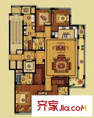 百合花園D1戶型 4室2廳4衛(wèi)1廚