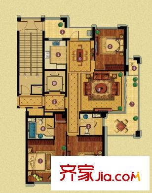 百合花園A1戶型 3室2廳2衛(wèi)1廚