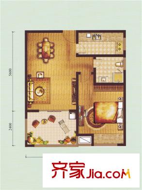盈濱海灣雨林B-2一室二廳一衛(wèi)64平方米 1室2廳1衛(wèi)1廚