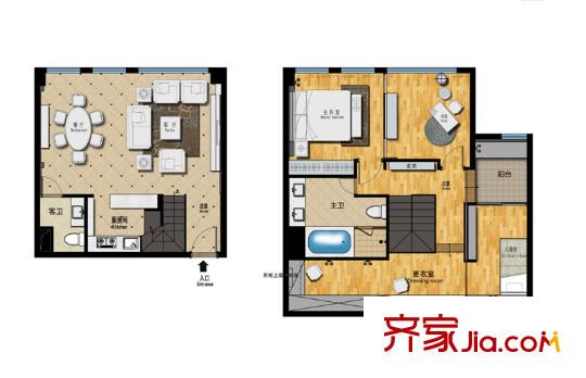 帝景現(xiàn)代城B1戶型 3室2廳2衛(wèi)1廚