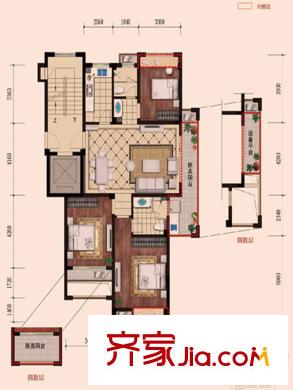 越發(fā)紫金府多層C1戶型3室2廳1衛(wèi)1廚 88.00平方米 3室2廳1衛(wèi)1廚