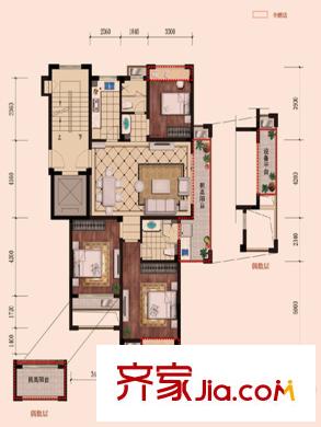 越發(fā)紫金府多層C2戶型3室2廳2衛(wèi)1廚 111.00平方米 3室2廳2衛(wèi)1廚