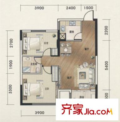 萬(wàn)和麗都建筑面積約90方 2室2廳1衛(wèi)1廚