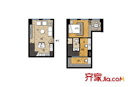 帝景現(xiàn)代城A2戶型 1室1廳1衛(wèi)1廚