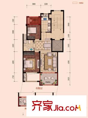 越發(fā)紫金府多層C3戶型3室2廳1衛(wèi)1廚 78.00平方米 3室2廳1衛(wèi)1廚