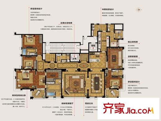 金地天璽天宮戶型 5室2廳5衛(wèi)2廚