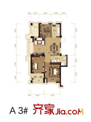 濱江城市之星A戶型 3室2廳2衛(wèi)1廚