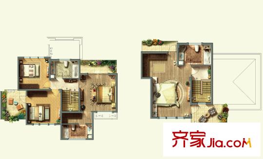 中冶梧桐園F戶型之二層三層 6室4廳5衛(wèi)1廚