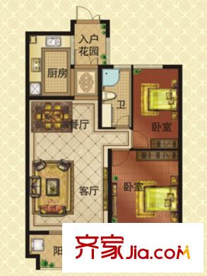 銘洋盛世錢(qián)門(mén)H5d/H6d戶型 2室2廳1衛(wèi)1廚