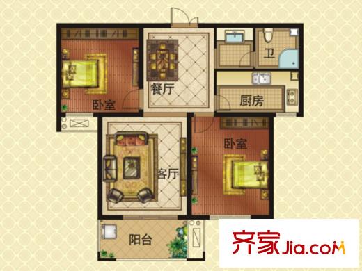 銘洋盛世錢(qián)門(mén)H7c/H8c戶型 2室2廳1衛(wèi)1廚