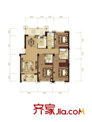 濱江城市之星j戶型 3室2廳3衛(wèi)1廚