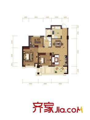 濱江城市之星B戶型 3室2廳1衛(wèi)1廚
