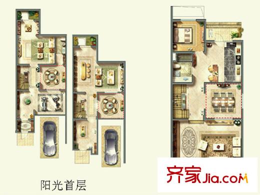 中冶梧桐園F戶型之首層一層 6室4廳5衛(wèi)1廚