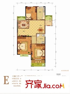 寶興花園E戶型（3、5號(hào)樓03、04室） 3室2廳1衛(wèi)1廚