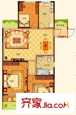 寶興花園C戶型 3室2廳1衛(wèi)1廚