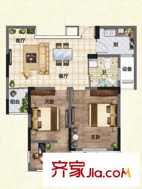 金都御景1#B戶型 3室2廳1衛(wèi)1廚