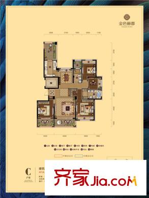 金色麗都C戶型4室2廳2衛(wèi)1廚162平方米