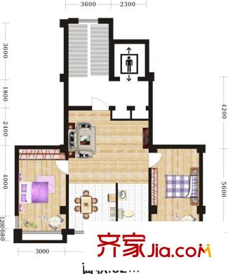 馨悦家园户型图 2室2厅1卫