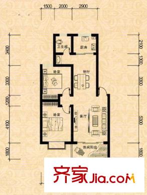 君尚一品?水云間一期2#樓標準戶型 2室2廳