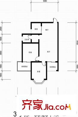 君尚一品?水云間E戶型 2室2廳1衛(wèi)1廚