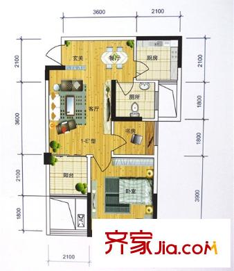 尚鼎?全城熱戀盛夏光年戶型 2室2廳1衛(wèi)1廚