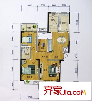 尚鼎?全城熱戀怦然心動戶型 2室2廳2衛(wèi)1廚
