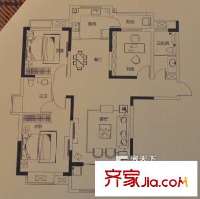 瑞貝卡?新天下瑞貝卡新天下戶型圖5 3室2廳2衛(wèi)1廚