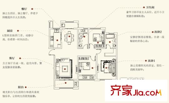 建業(yè)?森林半島C2戶(hù)型（三室兩廳兩衛(wèi)，133.43平方米） 3室2廳2衛(wèi)1廚