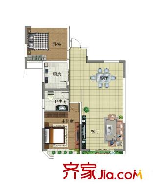 景鴻?東湖翡翠戶型2 2室2廳1衛(wèi)1廚