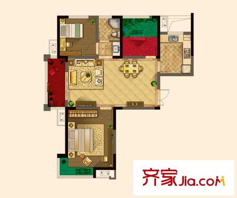華盛大運(yùn)城（售完）一期2#樓標(biāo)準(zhǔn)層C1戶型 2室2廳1衛(wèi)1廚