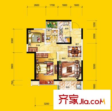 長(zhǎng)虹世紀(jì)榮廷48#A戶型 2室2廳1衛(wèi)1廚