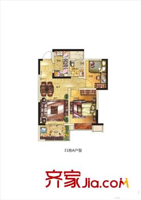 長(zhǎng)虹世紀(jì)榮廷31棟A戶型 2室2廳1衛(wèi)1廚