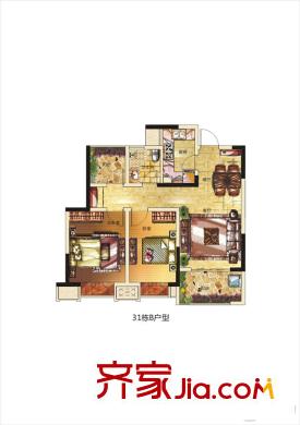 長(zhǎng)虹世紀(jì)榮廷31棟B戶型 2室2廳1衛(wèi)1廚