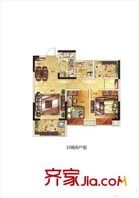 長(zhǎng)虹世紀(jì)榮廷30棟B戶型 2室2廳1衛(wèi)1廚