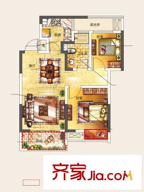 長(zhǎng)虹世紀(jì)榮廷A6戶型 2室2廳1衛(wèi)1廚