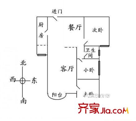 馨怡大院戶型圖11-1 2室2廳1衛(wèi)1廚