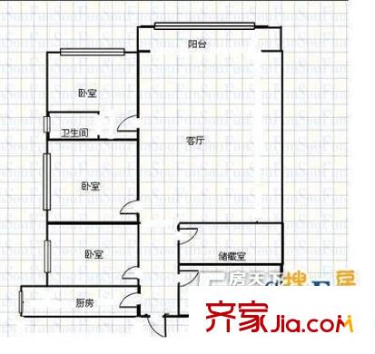 新城花園 3室 戶型圖