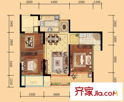 信地城市廣場(chǎng)6#B3戶型 3室2廳1衛(wèi)1廚
