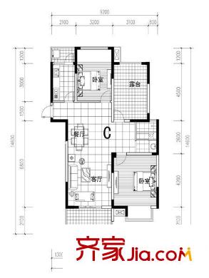恒豐大廈戶型圖11 2室2廳1衛(wèi)1廚