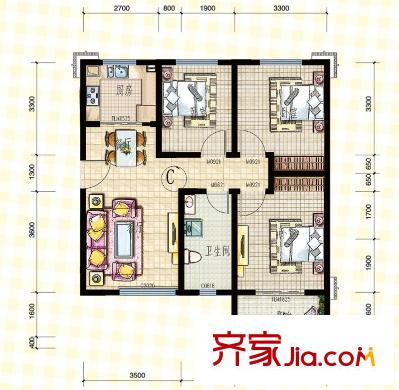 華冶向陽(yáng)里 3室 戶型圖
