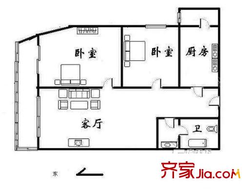 新鴻安公寓 2室 戶型圖