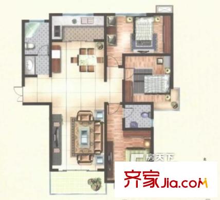 秀水雅居戶(hù)型圖6 3室2廳1衛(wèi)1廚