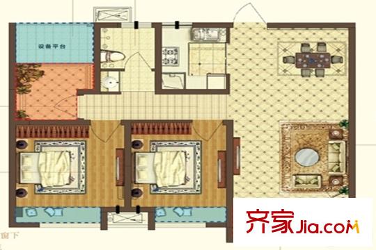 合肥寶能城C地塊B戶型戶型 3室2廳1衛(wèi)1廚