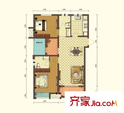 合肥寶能城1#6#A戶型 3室2廳2衛(wèi)1廚