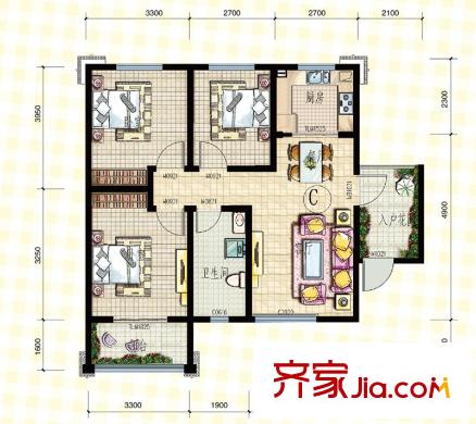 華冶向陽(yáng)里 3室 戶型圖
