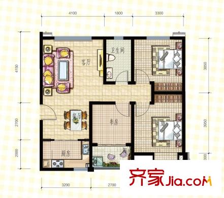 華冶向陽(yáng)里 3室 戶型圖