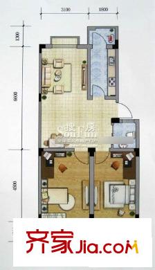 恒達(dá)陽(yáng)光景苑戶型圖戶型I 2室2廳1衛(wèi)1廚