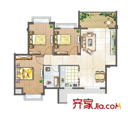 好運(yùn)錦繡年華 3室 戶型圖